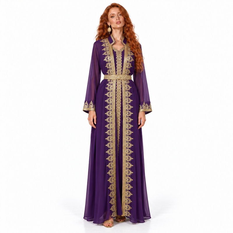 Royal Purple Gold Elegant Lebaran Kaftan-1