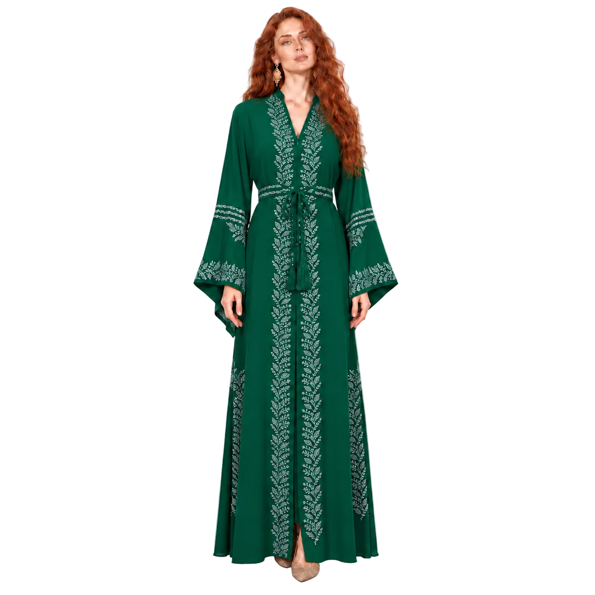 Emerald Green Embroidered Elegant Lebaran Kaftan-1