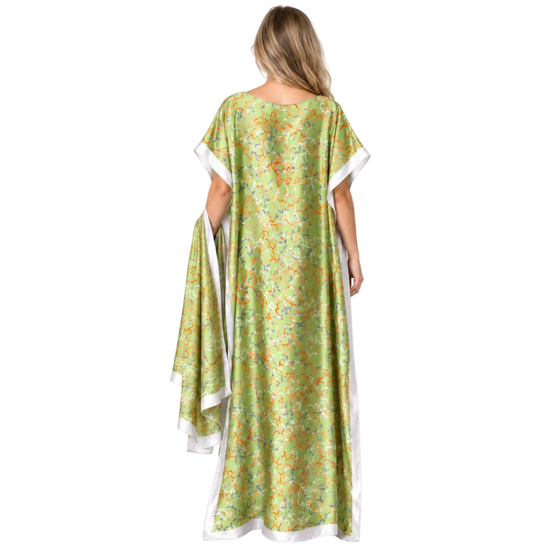 Light Green Printed Silk Satin Kaftan-4