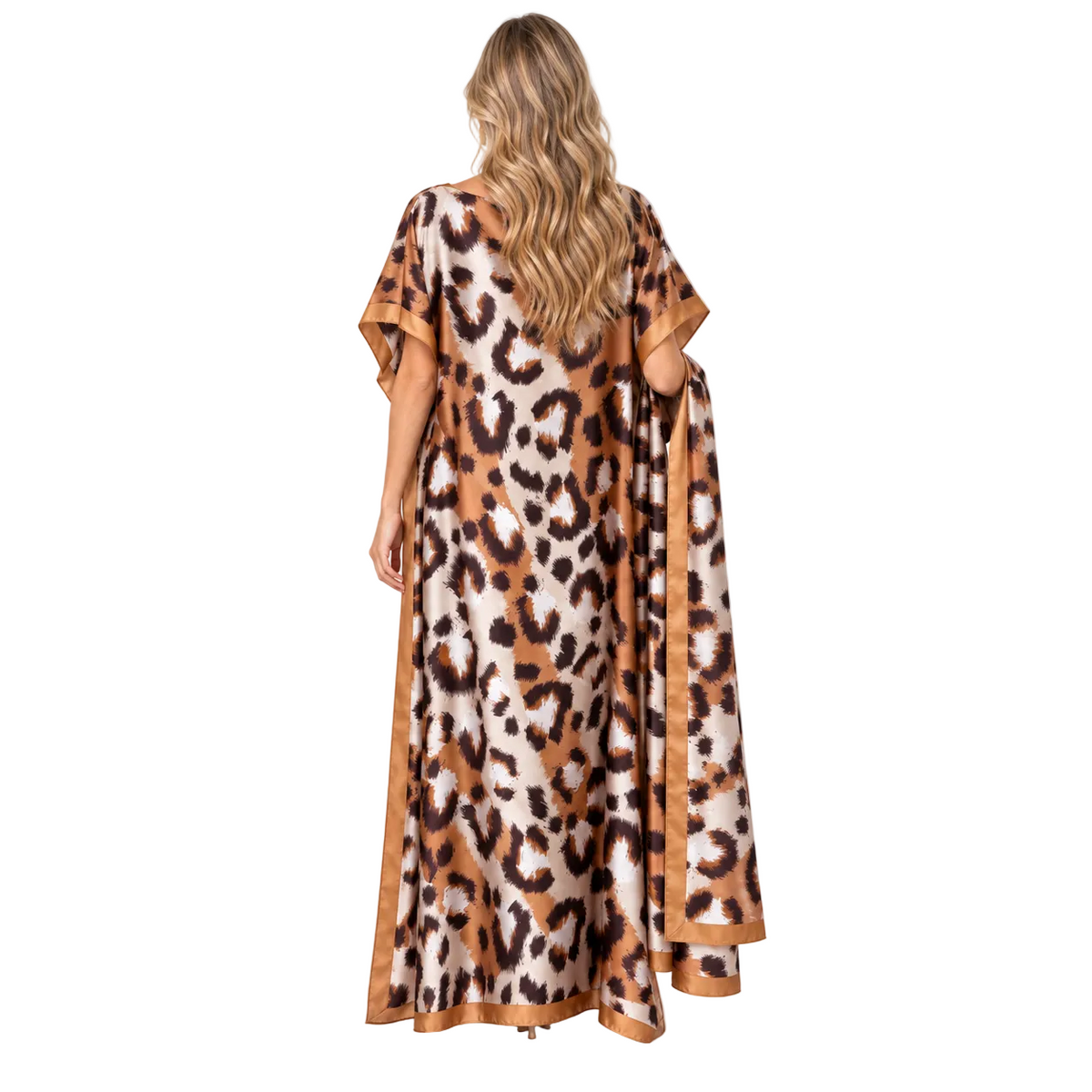 Leopard Print Silk Satin Luxury Kaftan-4
