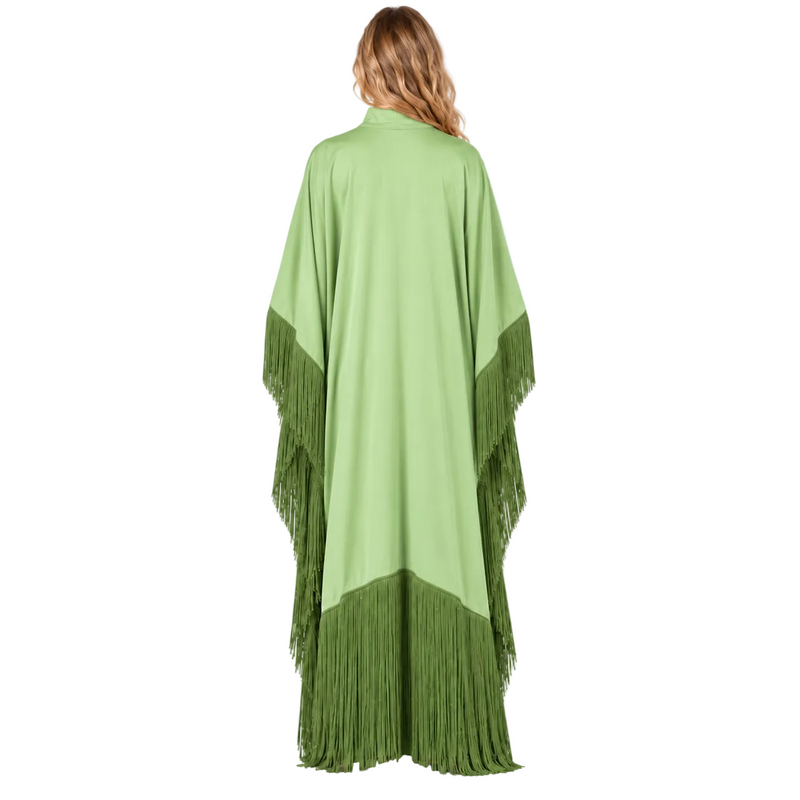 Light Green Elegant Fringe Detail Kaftan-4