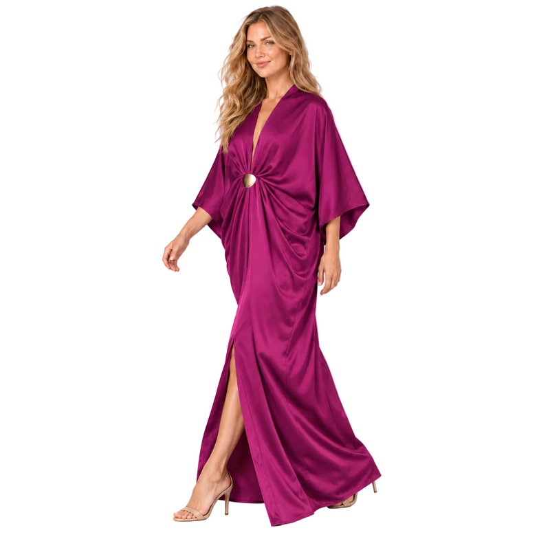 Elegant Purple Silk Satin Gold  Kaftan-3
