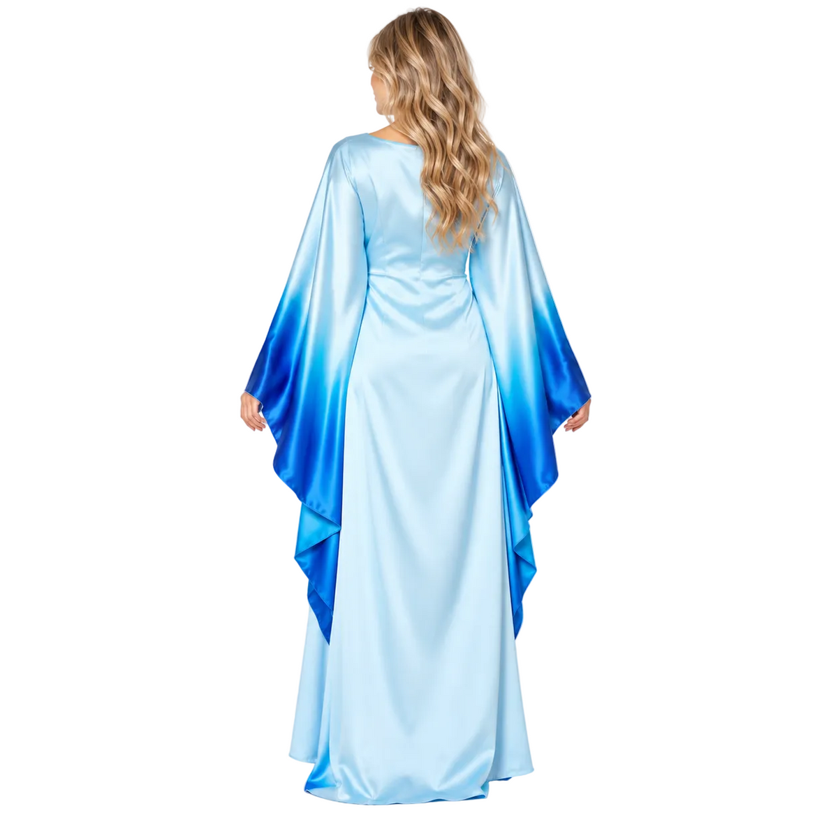 Sky Blue Ombre Silk Satin Kaftan-4