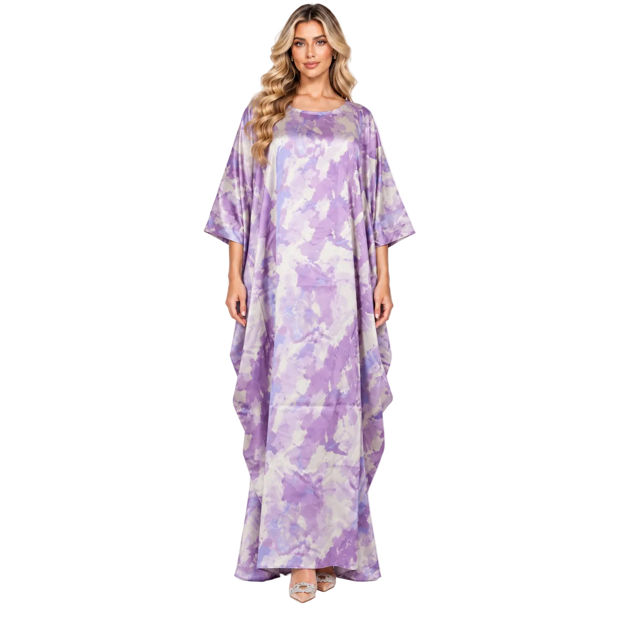 Lavender Purple Abstract Print Modern Kaftan-1