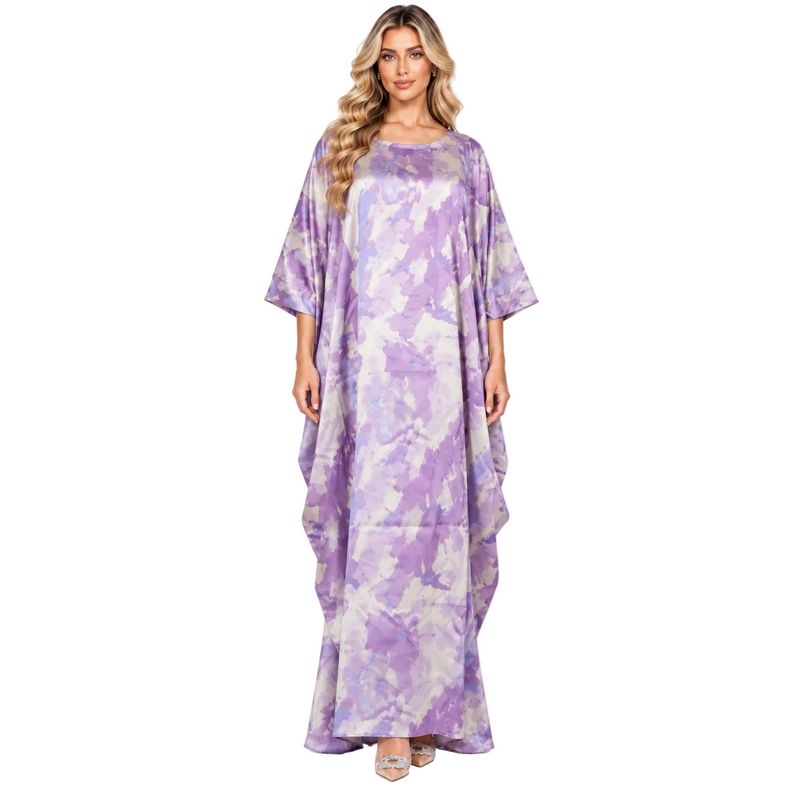 Lavender Purple Abstract Print Modern Kaftan-1