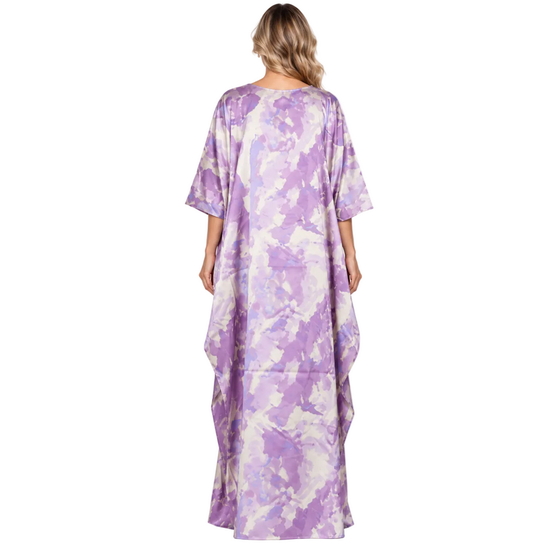 Lavender Purple Abstract Print Modern Kaftan-4
