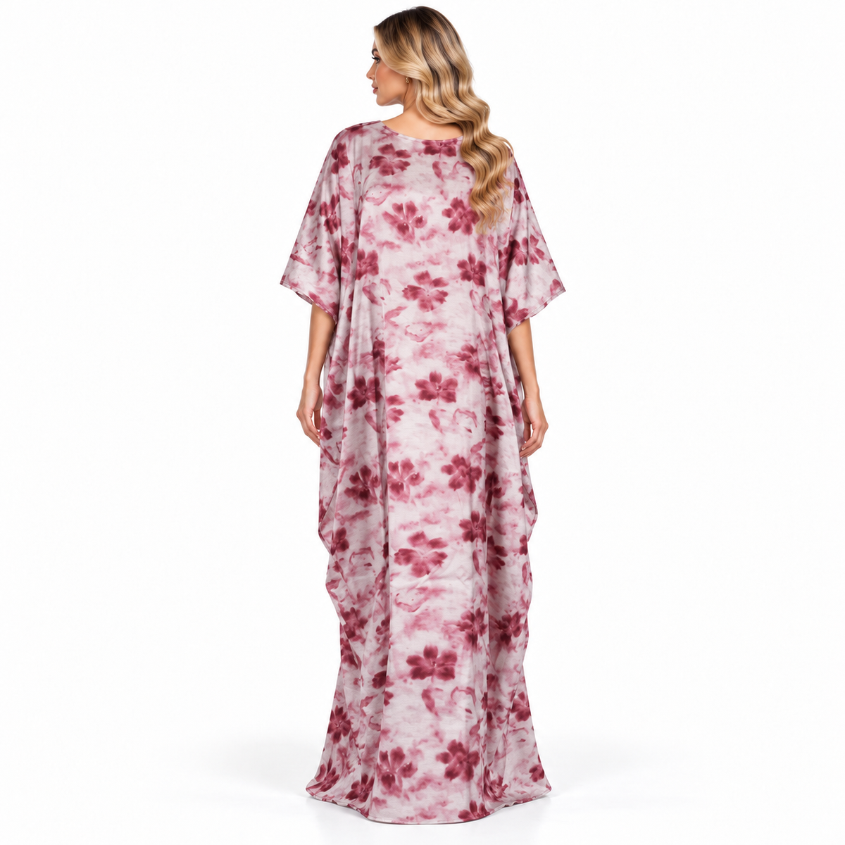 Pink Floral Printed Elegant Modern Kaftan-4