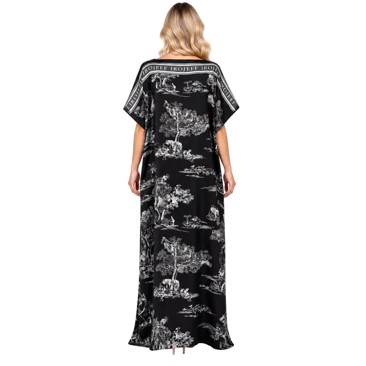Elegant Black Scenic Print Modern Kaftan-4