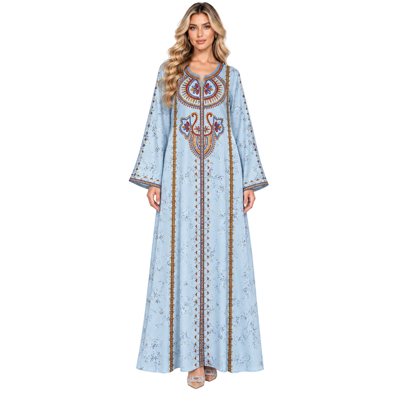Elegant Lanse Color Embroidered Modern Kaftan-1