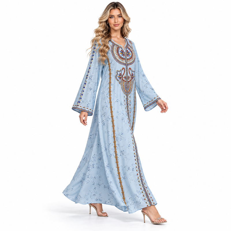Elegant Lanse Color Embroidered Modern Kaftan-2