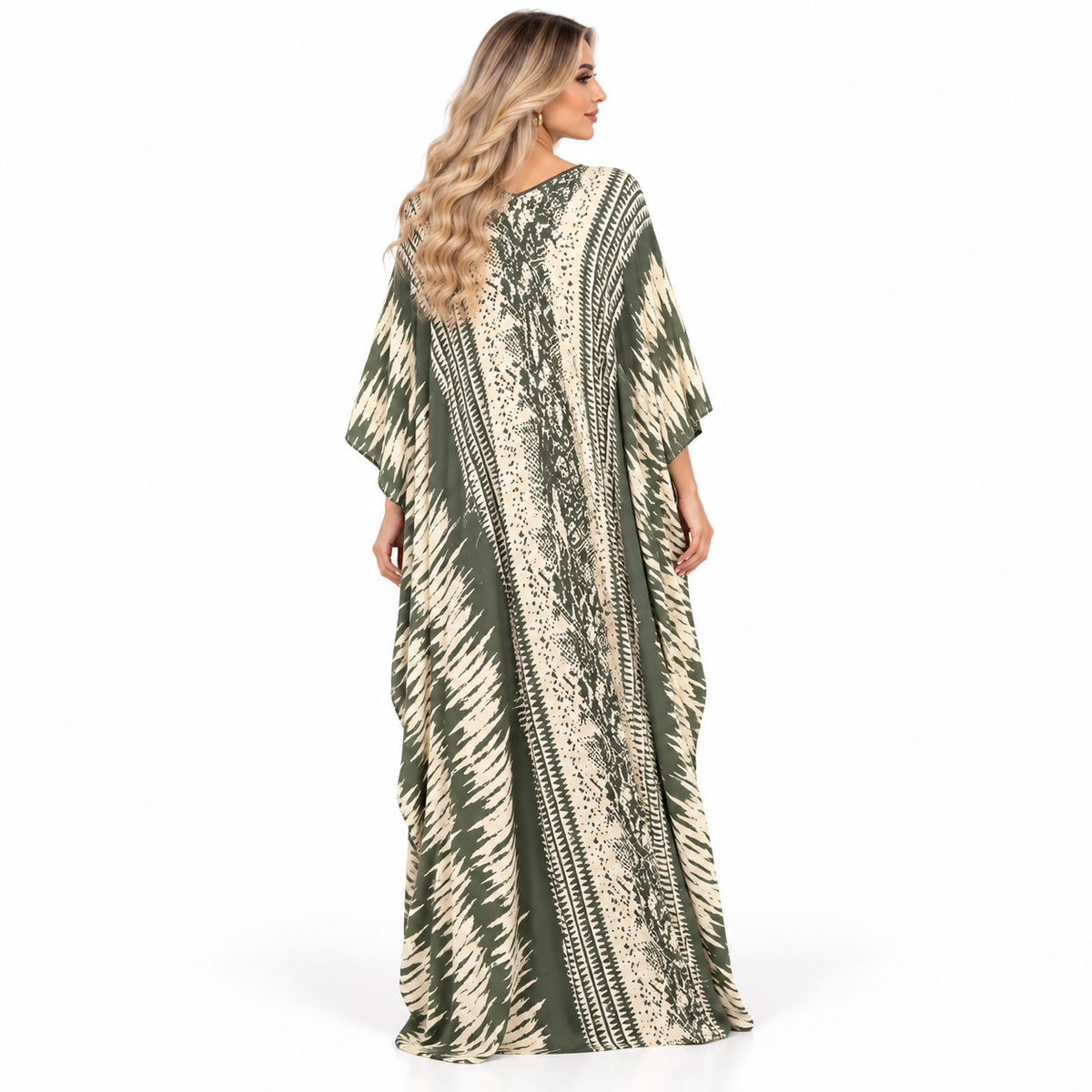 Elegant Olive Green Printed Modern Kaftan-4