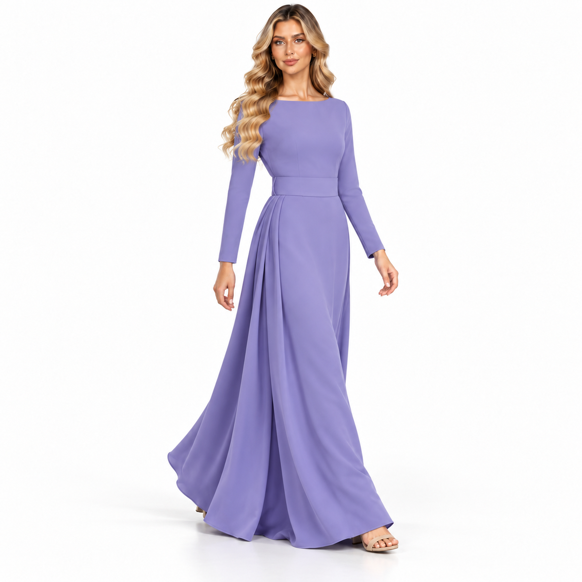 Elegant Lavender Maxi Dress Modern Kaftan-3