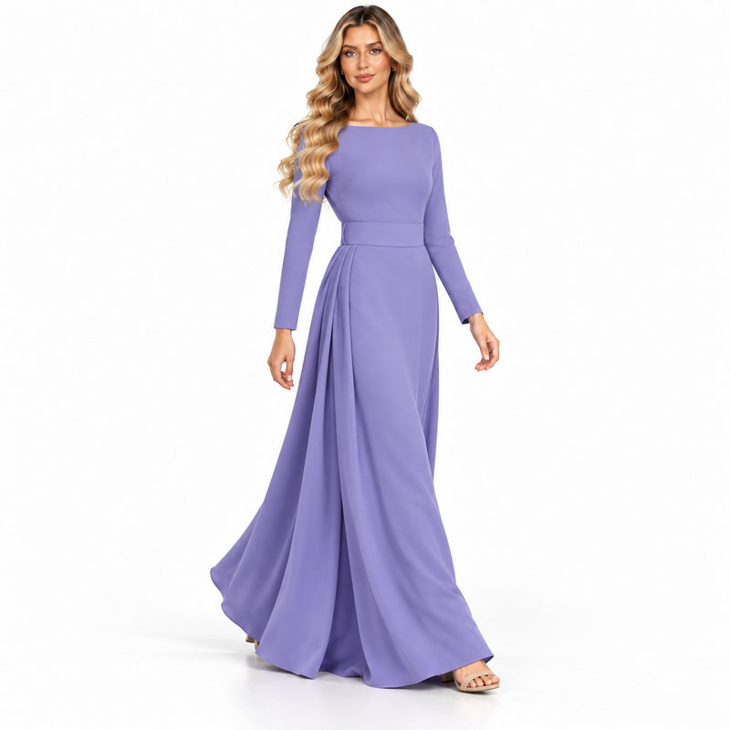 Elegant Lavender Maxi Dress Modern Kaftan-3