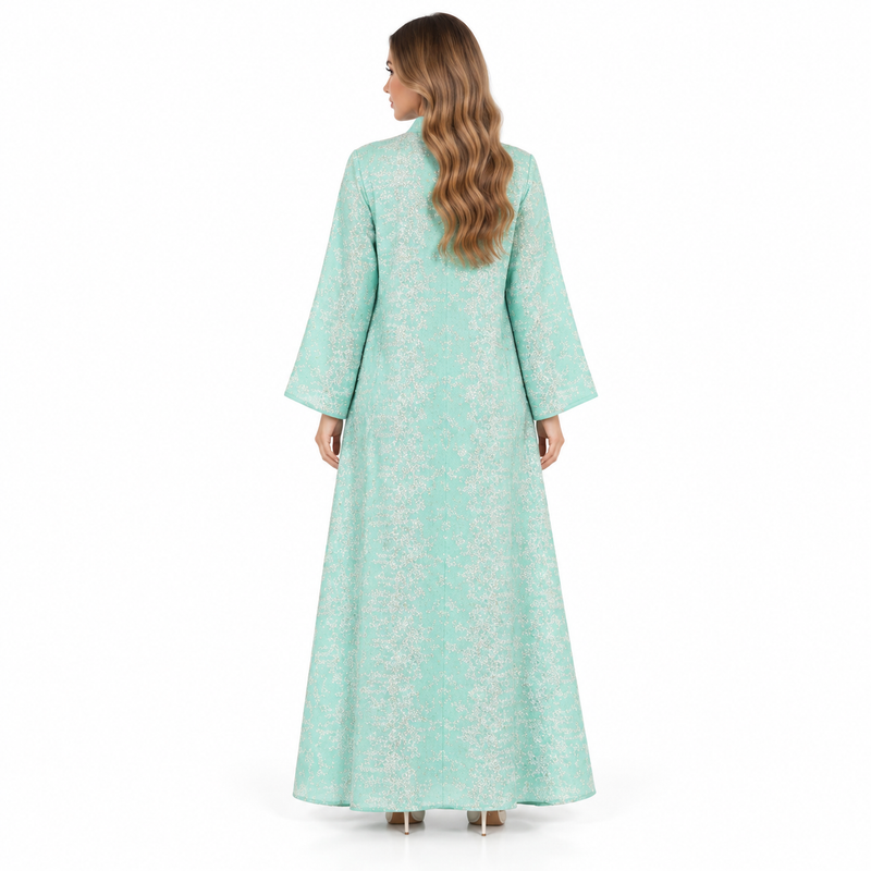 Elegant Mint Green Sequin Embroidered Kaftan-4