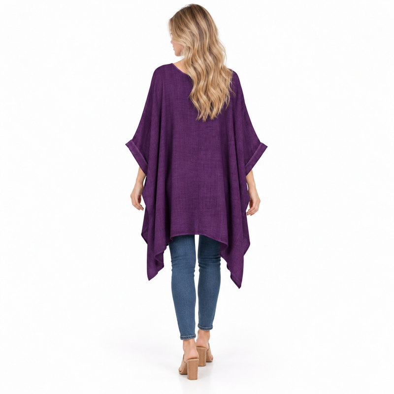 Elegant Purple Floral Flowy Kaftan Top-4