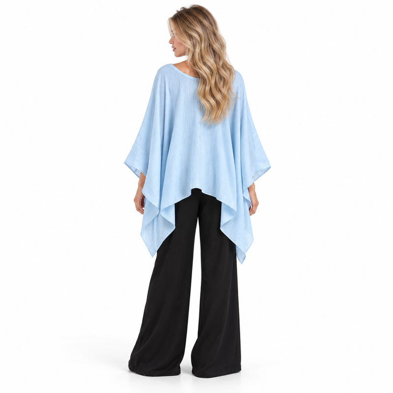 Elegant Light Blue Flowy Kaftan Tops-4