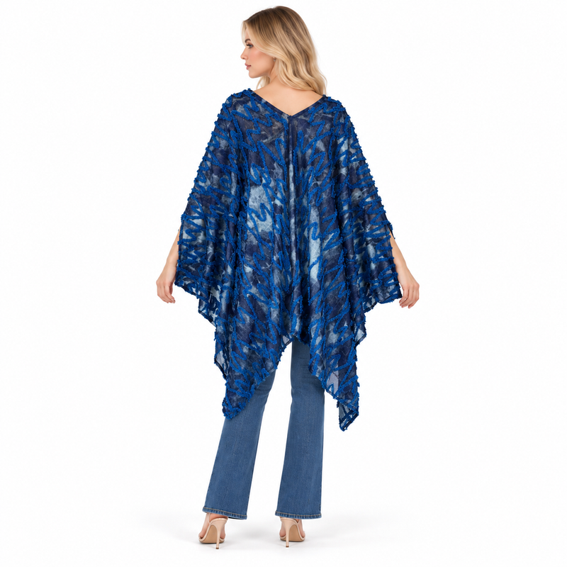 Elegant Blue Textured Flowing Kaftan Tops-4