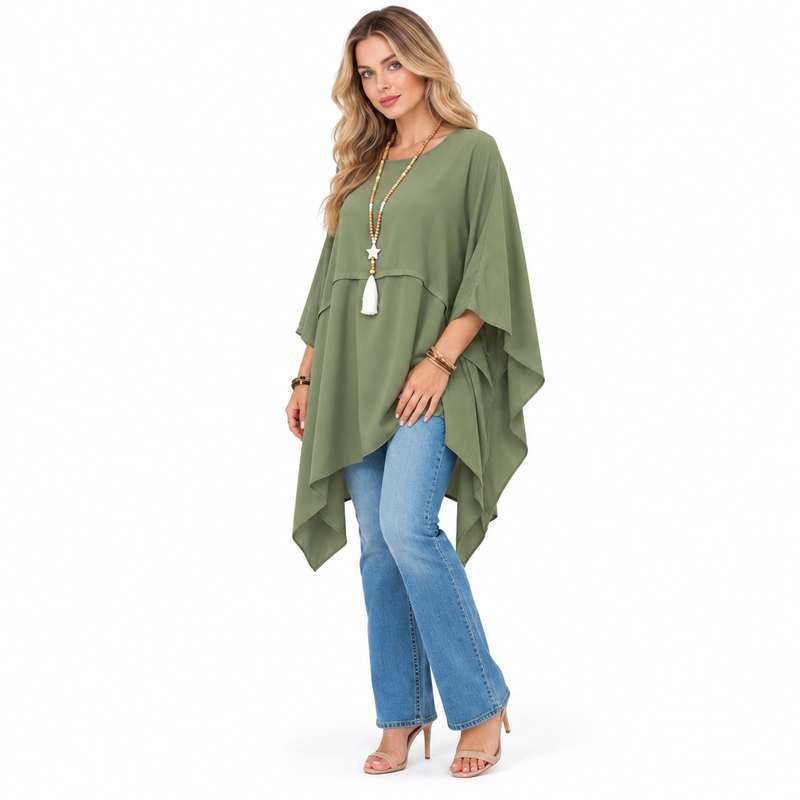 Elegant Sage Green Flowy Kaftan Top-3