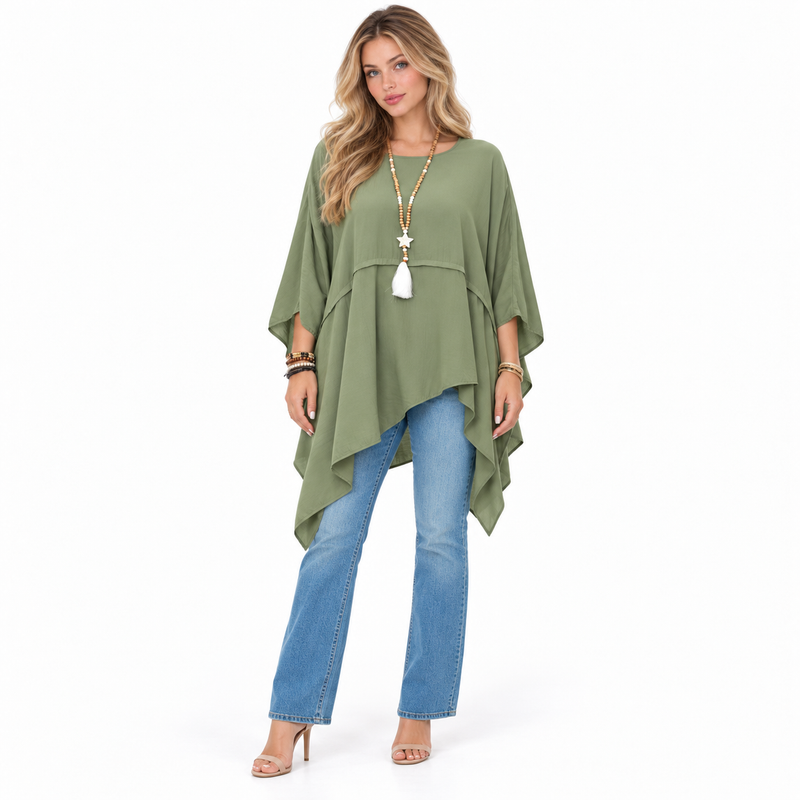 Elegant Sage Green Flowy Kaftan Top-1