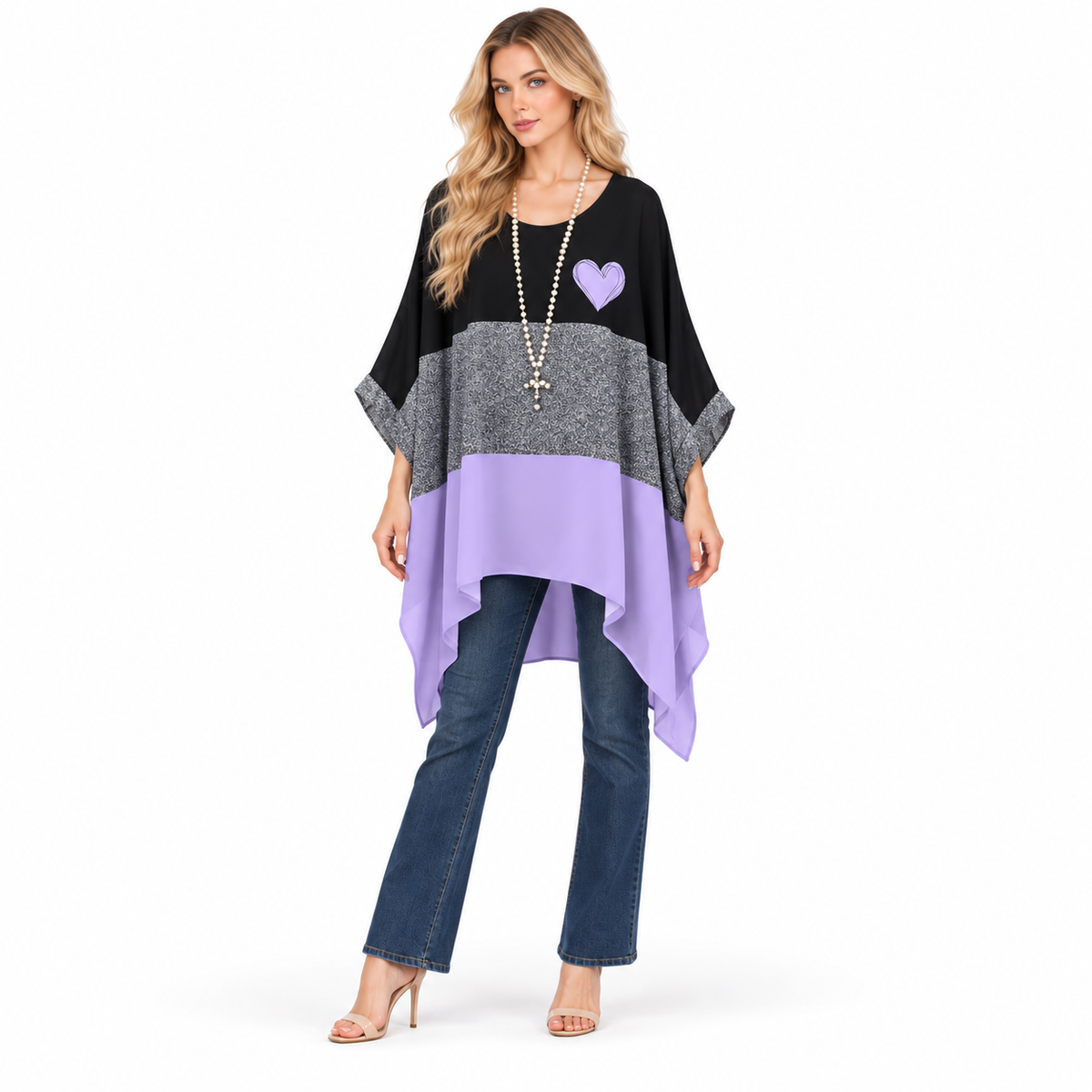 Elegant Color Block Plus Kaftan Top