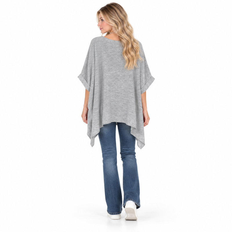 Elegant Grey Oversized Flowy Kaftan Top-4