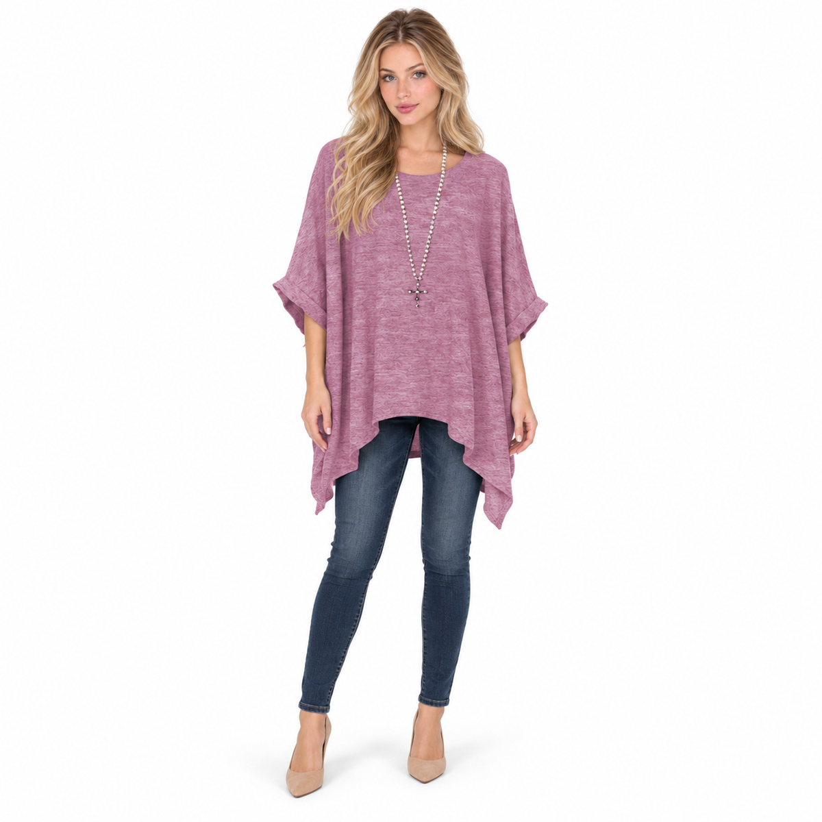 Elegant Dusty Pink Flowy Kaftan Top-1