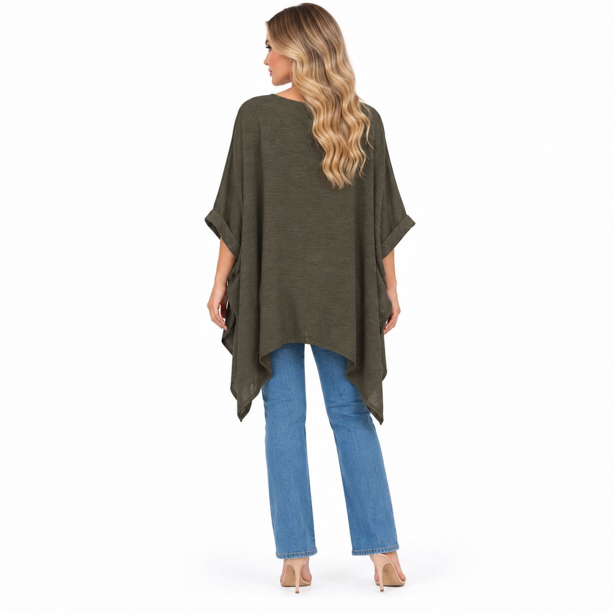 Elegant Dark Olive Flowy Kaftan Top-4