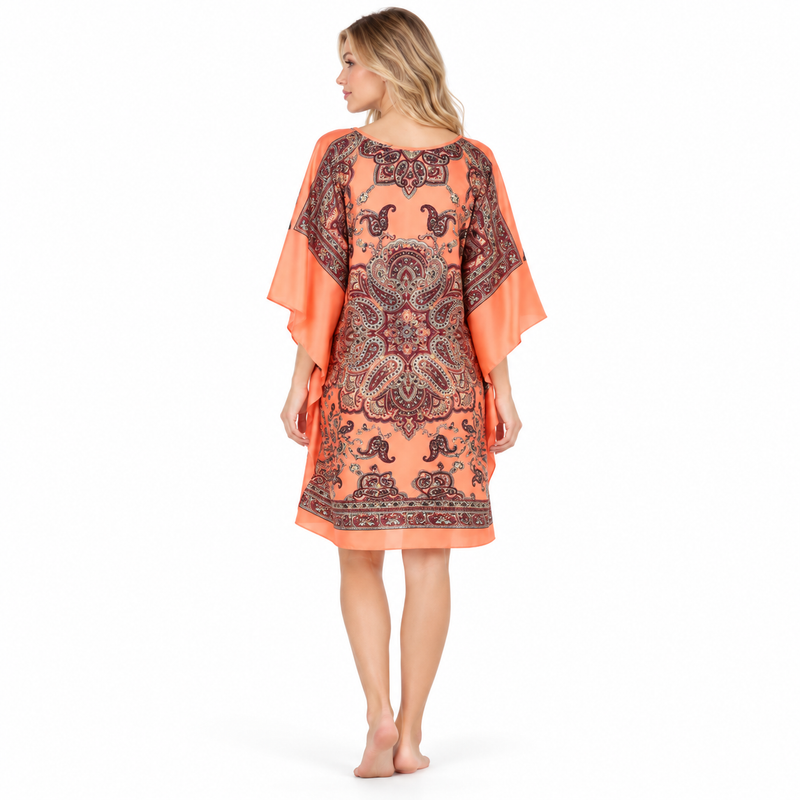 Elegant Orange Paisley Printed Kaftan Top-4