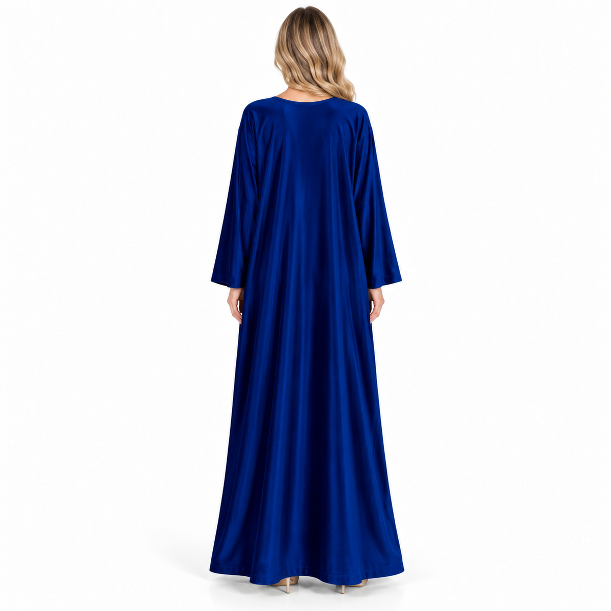 Royal Blue Velvet Kaftan Gold Embroidery-4