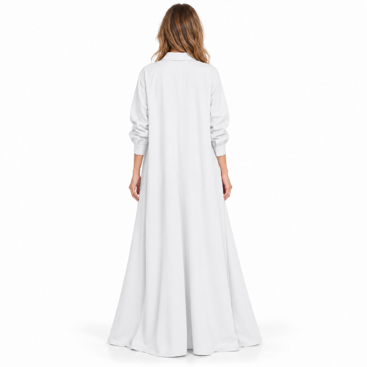 Cotton Kaftan Elegant White Maxi Dress-4