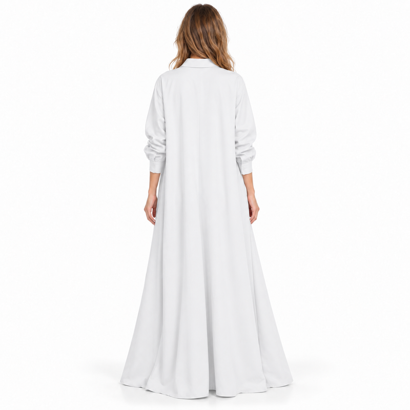 Cotton Kaftan Elegant White Maxi Dress-4
