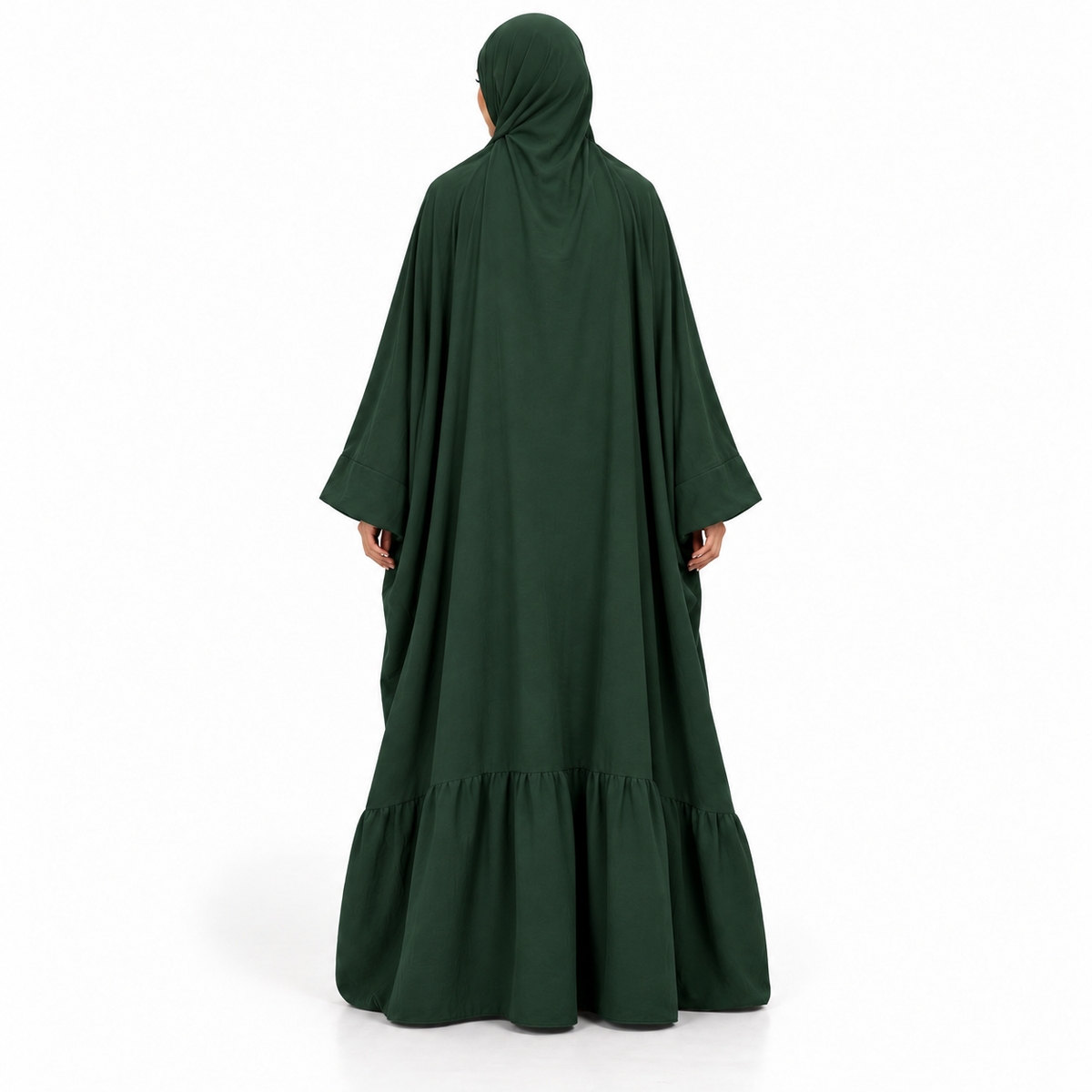 Elegant Black Green Flowing Modest Jilbab-4