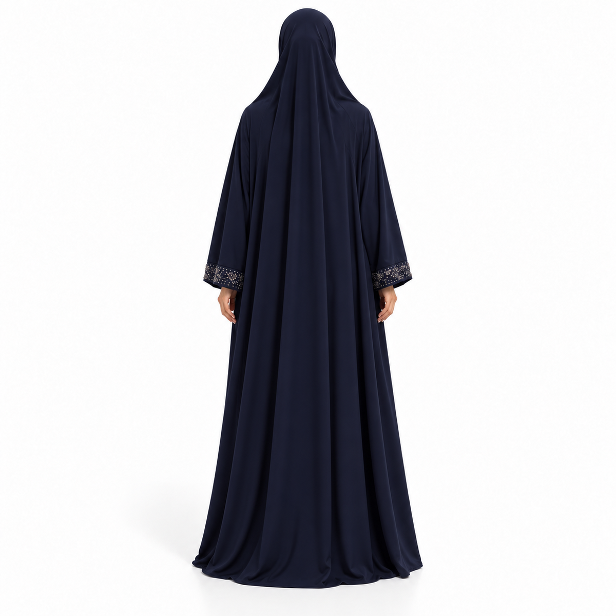 Elegant Navy Blue Embellished Modest Jilbab-4