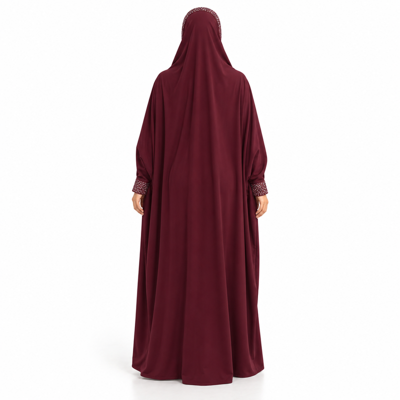 Elegant Burgundy Full Coverage Islamic Jilbab-4