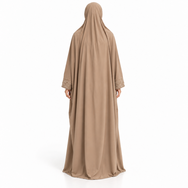 Elegant Khaki Jilbab With Embellished Details-4