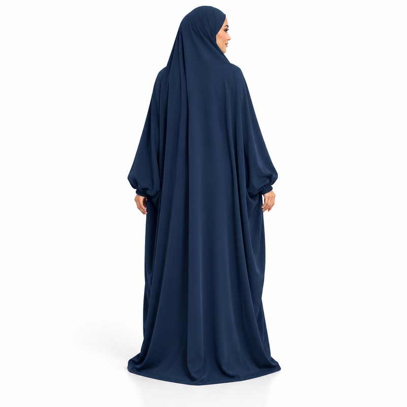 Elegant Navy Blue Full Coverage Jilbab-4
