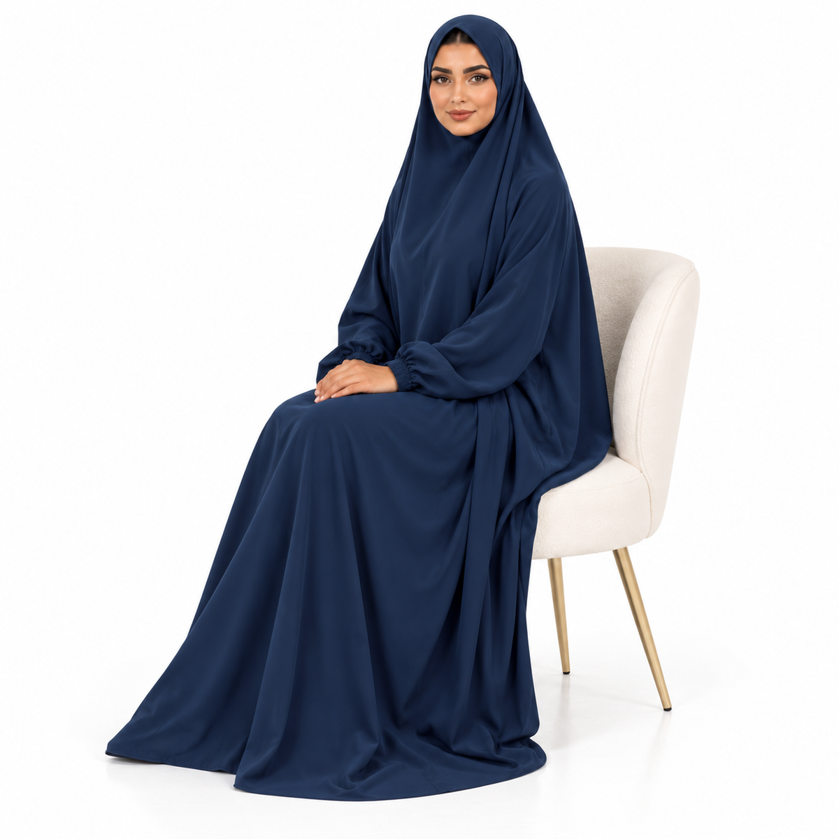 Elegant Navy Blue Full Coverage Jilbab-3