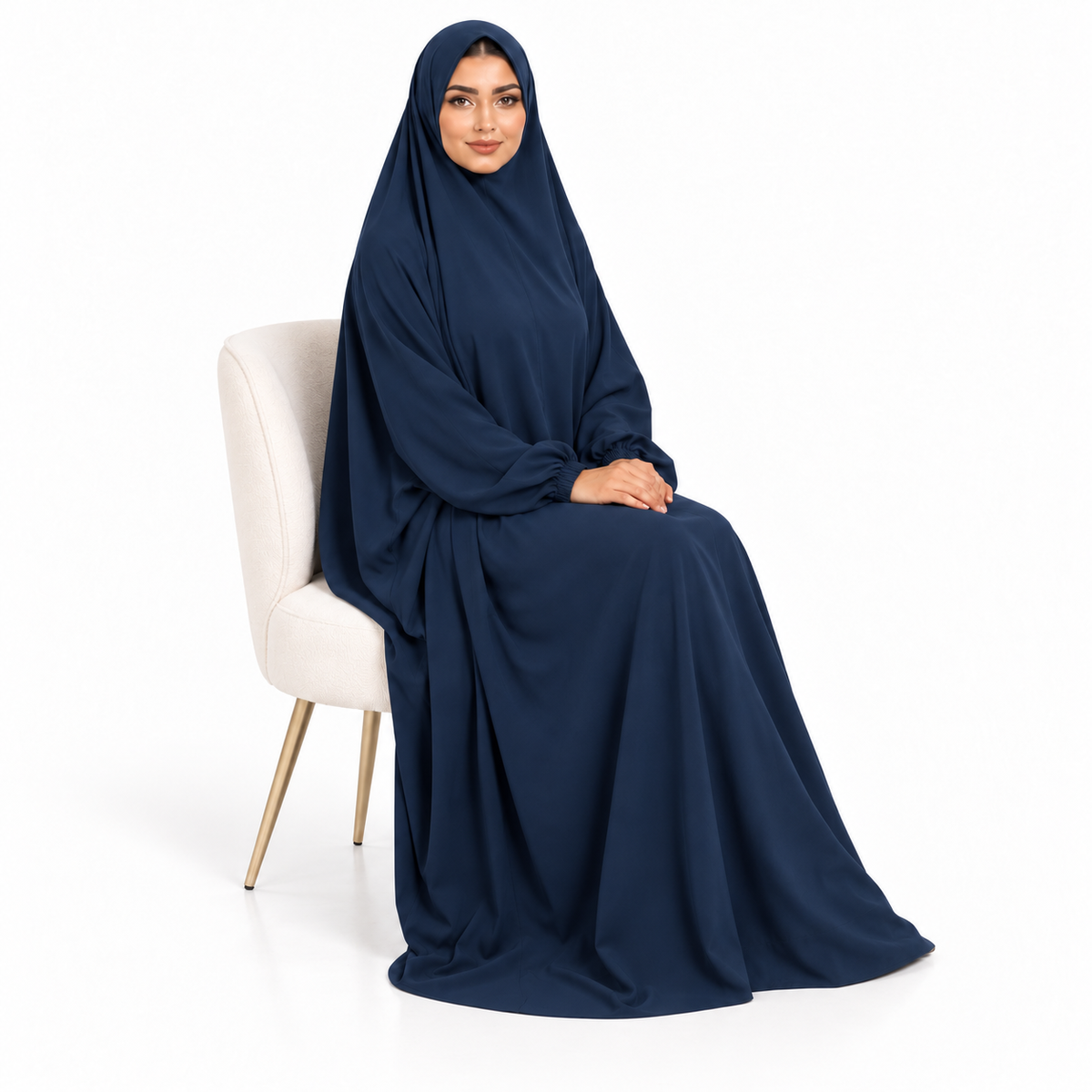 Elegant Navy Blue Full Coverage Jilbab-2