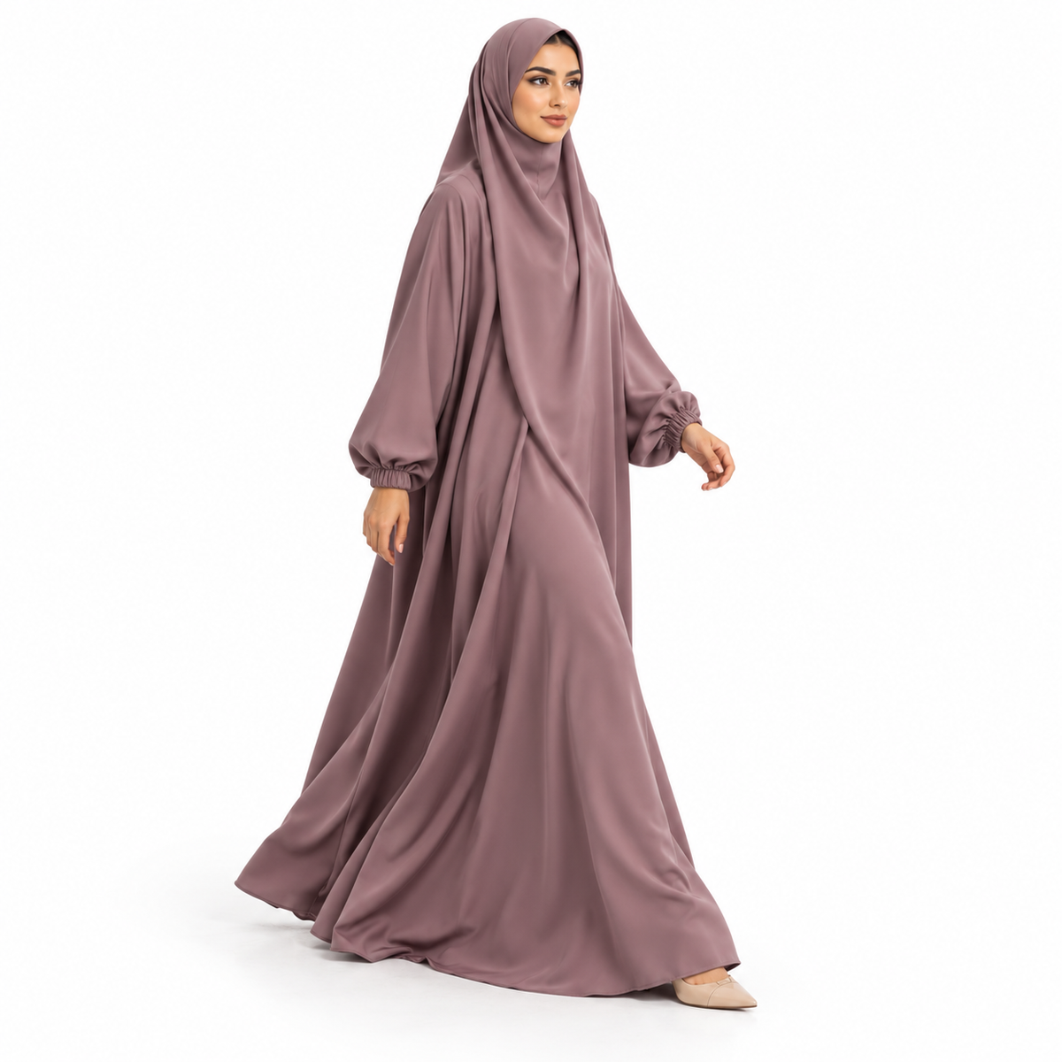 Elegant Light Purple Flowing Modest Jilbab-2