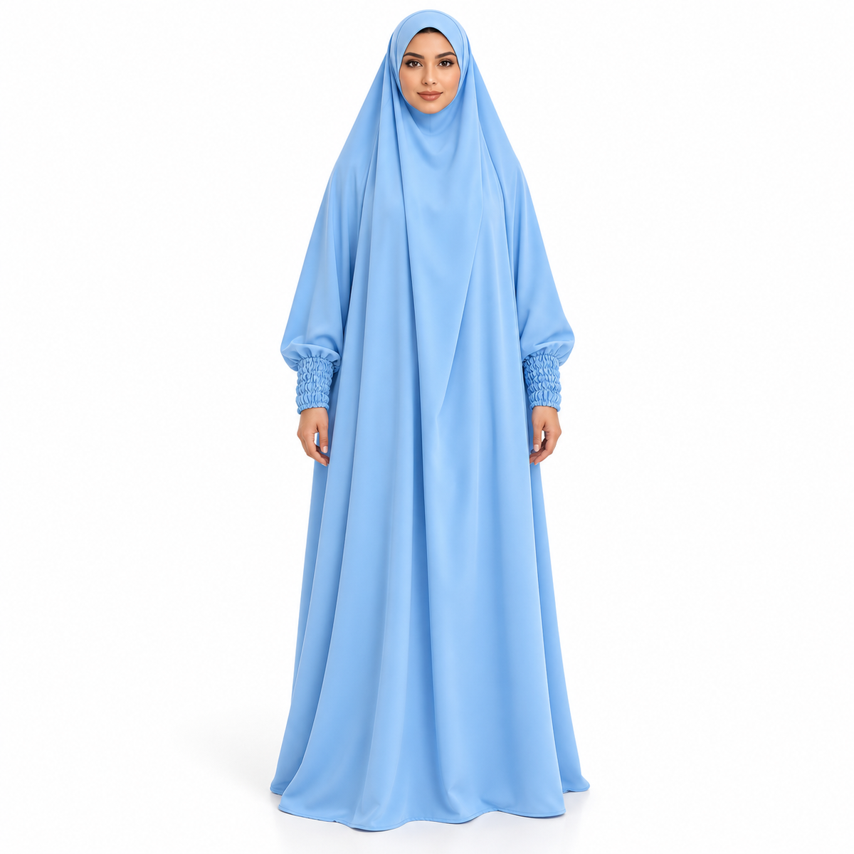 Elegant Sky Blue Flowing Modest Jilbab
