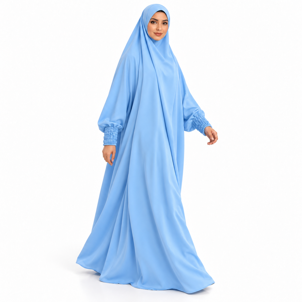 Elegant Sky Blue Flowing Modest Jilbab
