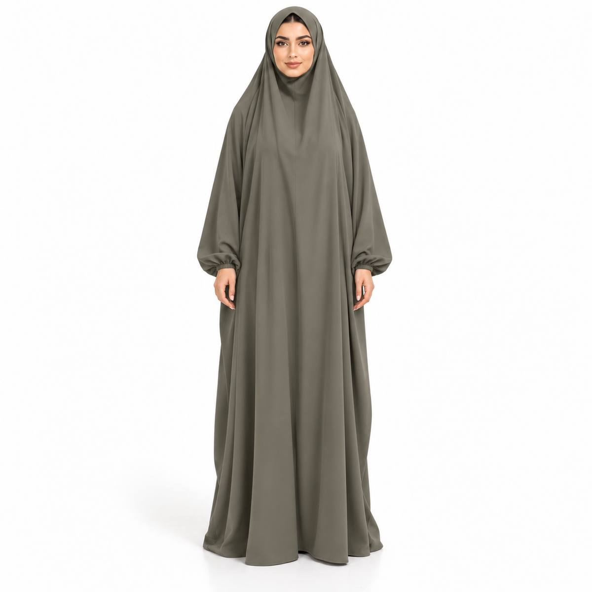 Elegant Green Jilbab With Flowing Design