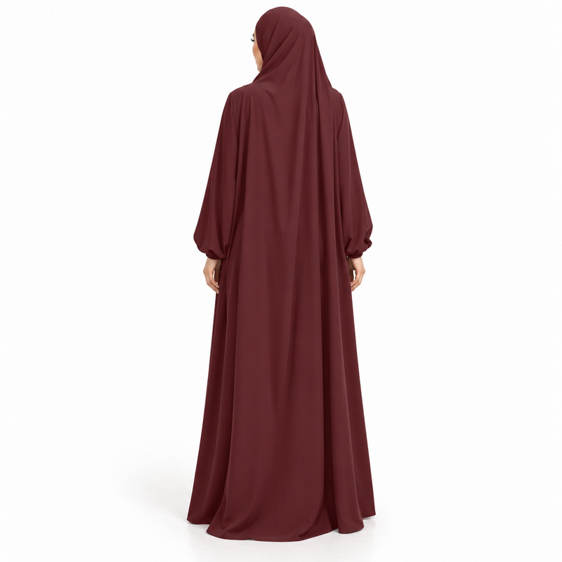 Elegant Wine Red Full Coverage Jilbab-4