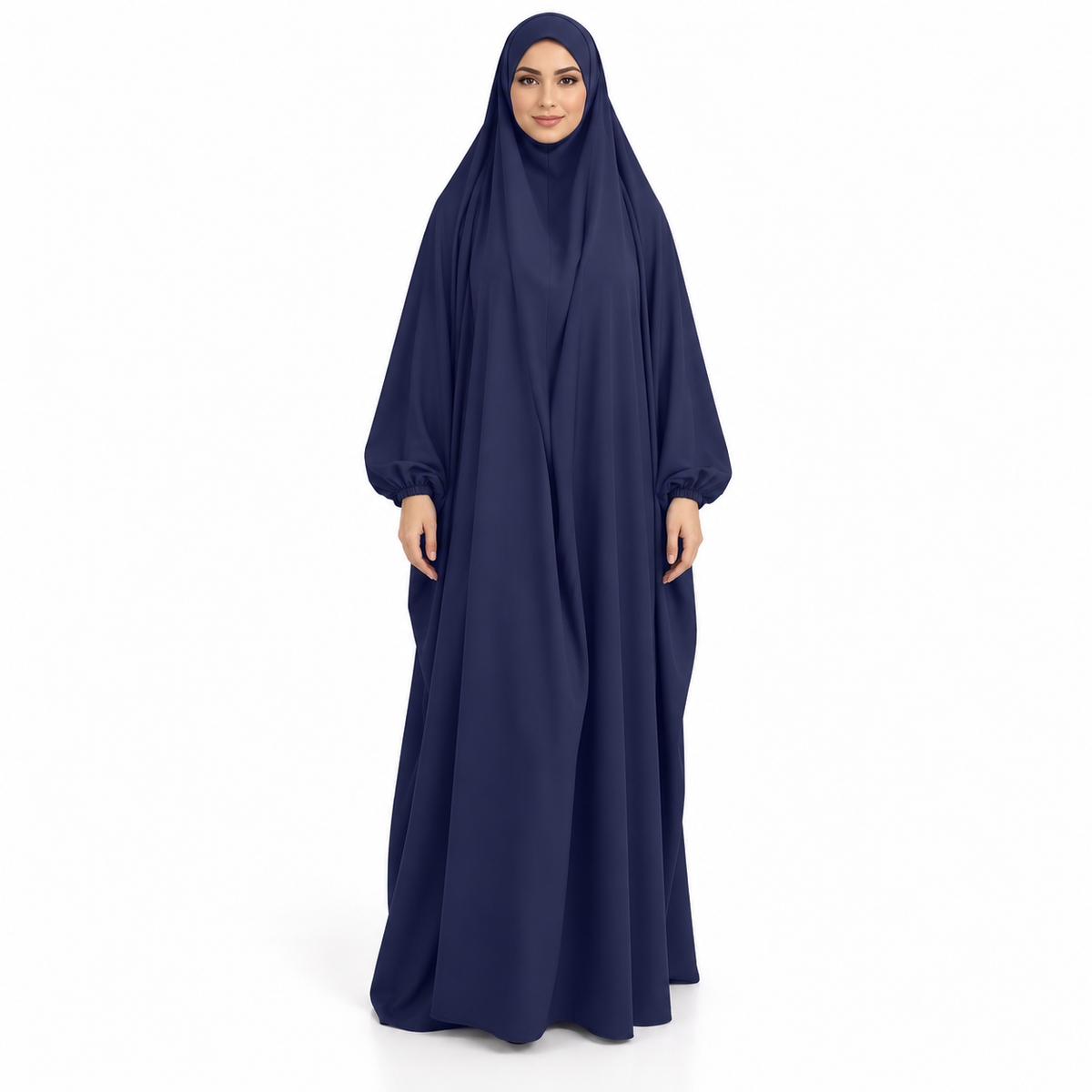 Elegant Dark Blue Flowing Modest Jilbab