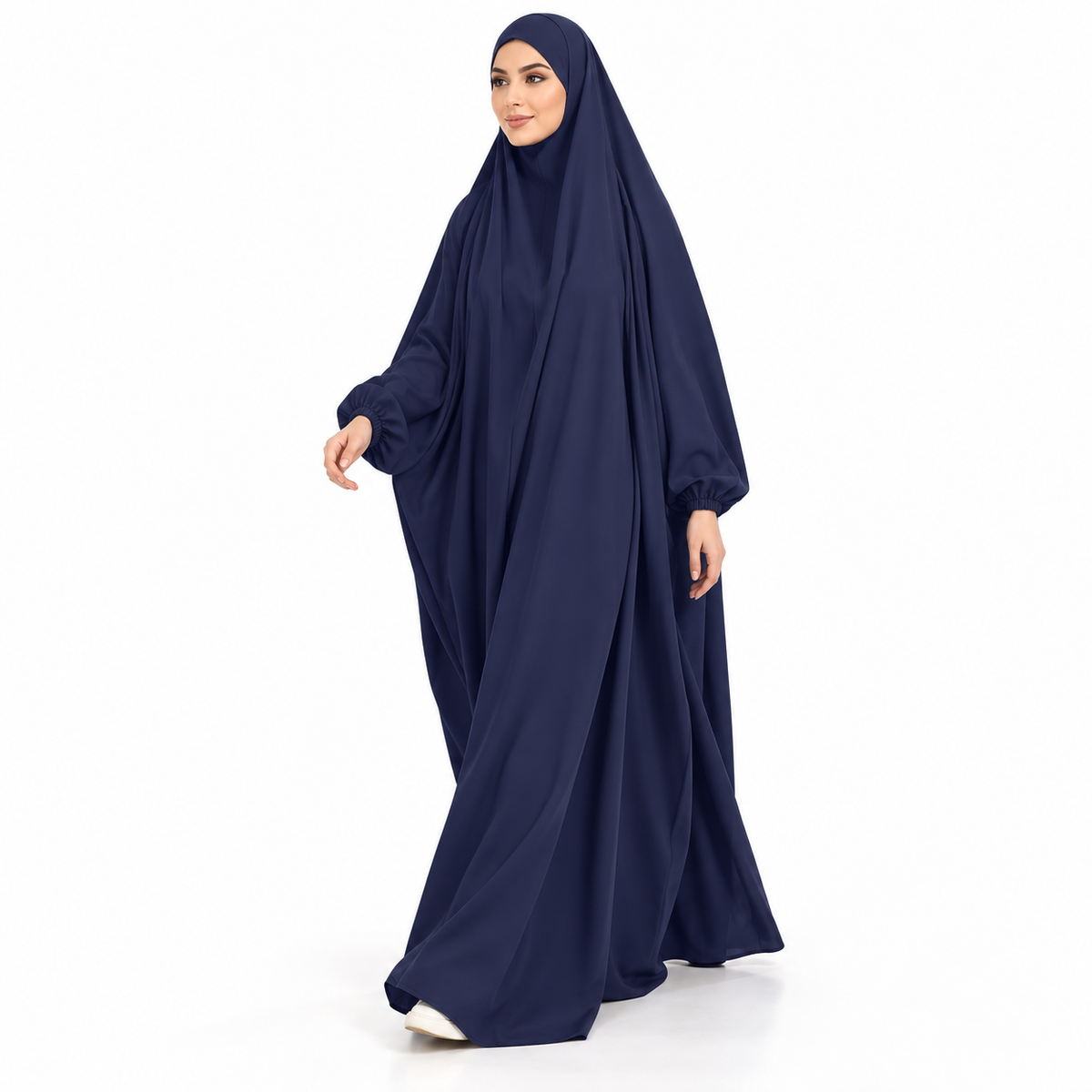 Elegant Dark Blue Flowing Modest Jilbab-3