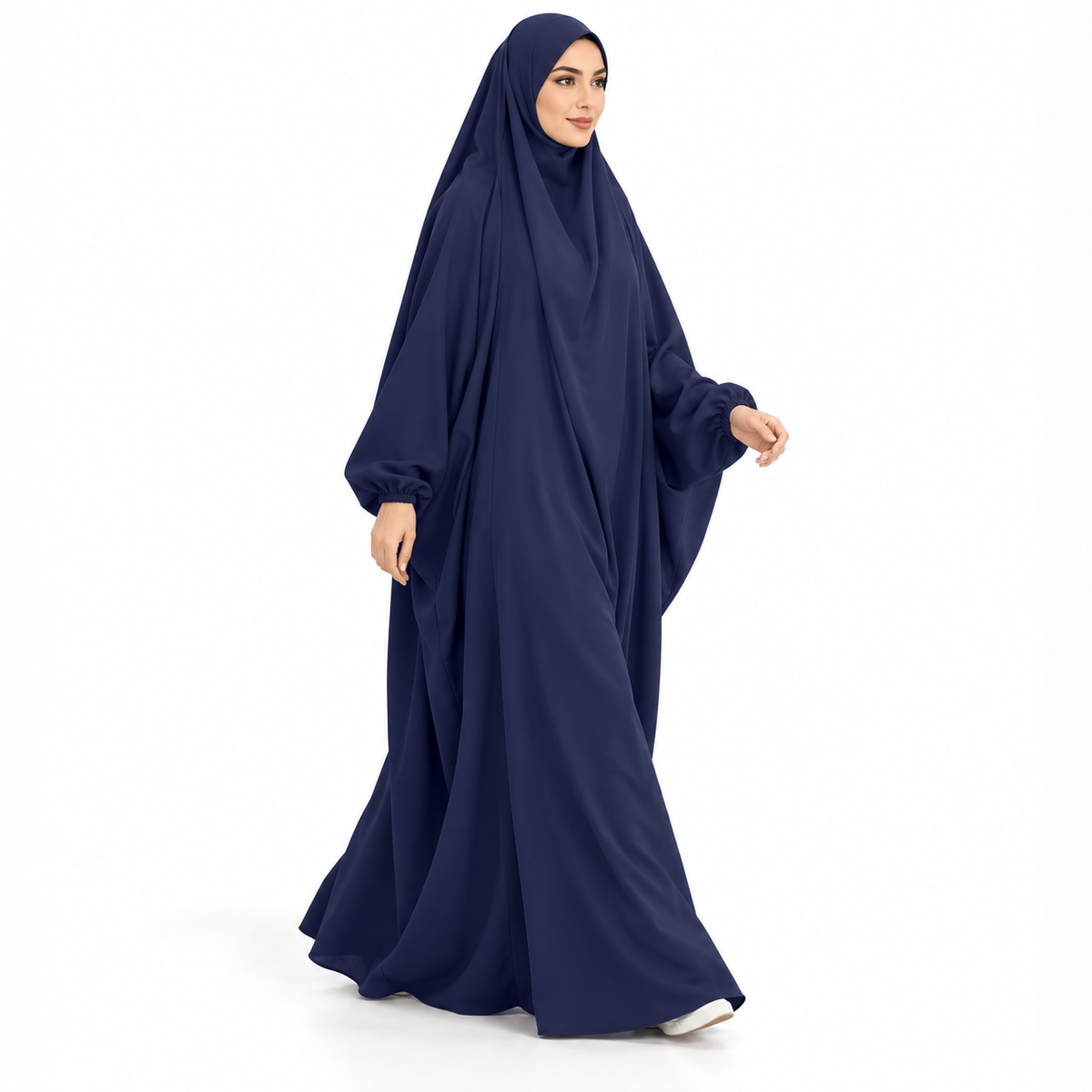 Elegant Dark Blue Flowing Modest Jilbab-2