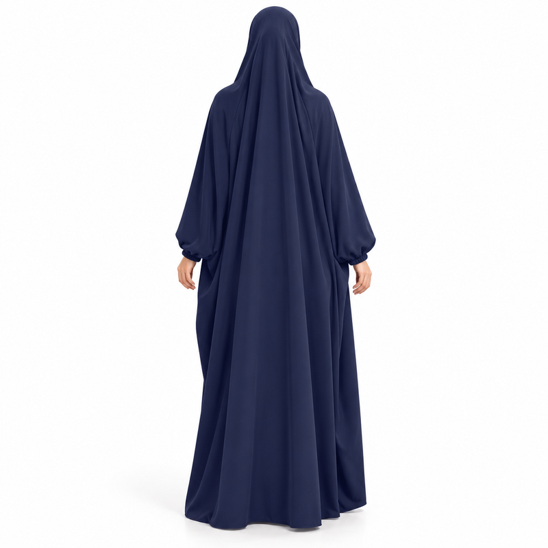 Elegant Dark Blue Flowing Modest Jilbab-4