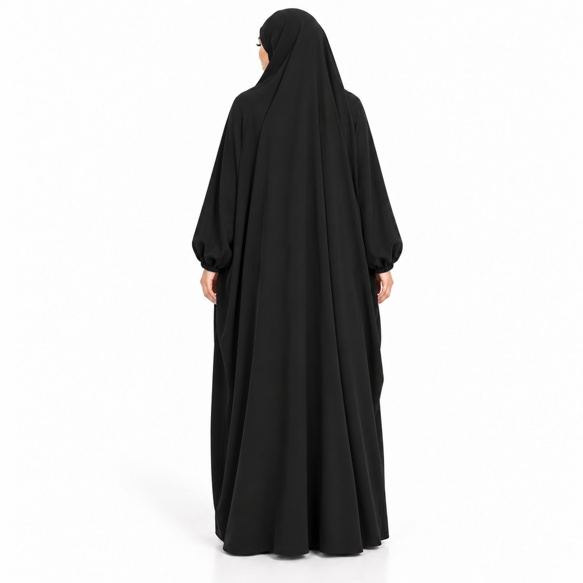 Elegant Black Jilbab With Flowing Design-4