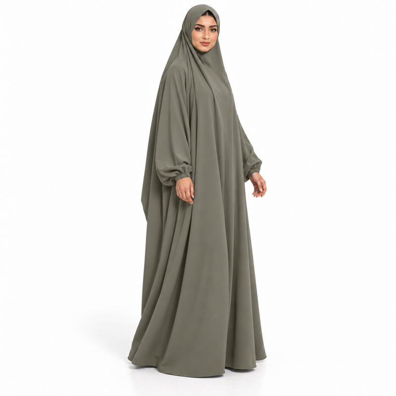 Elegant Army Green Full Coverage Jilbab-3