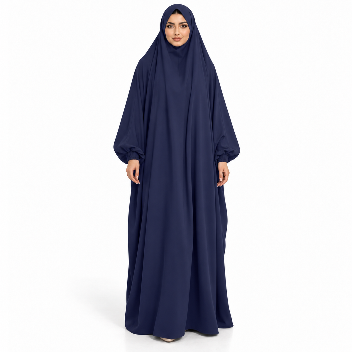 Elegant Navy Jilbab With Flowing Sleeves